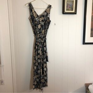 J Jill Wearever NWT Sleeveless Floral Print Wide Leg Jumpsuit SP